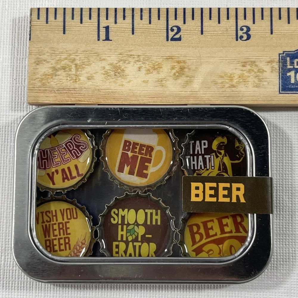 Beer Bottle Cap Magnets - Man Cave, Bar Fridge, Gift for Him, Magnet Set